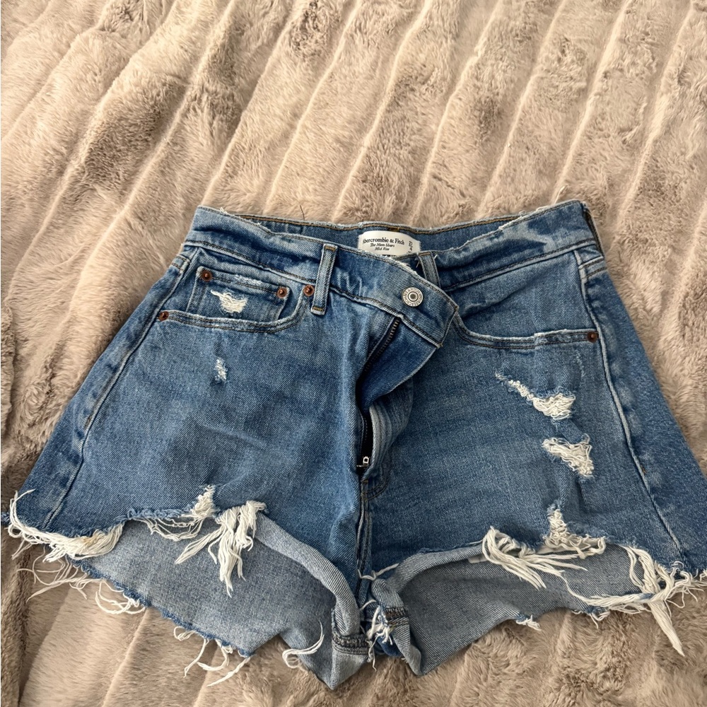 Abercrombie & Fitch Ripped Blue Jean Shorts